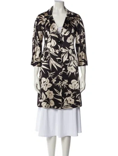 Pre-owned Etro Floral Print Coat In White
