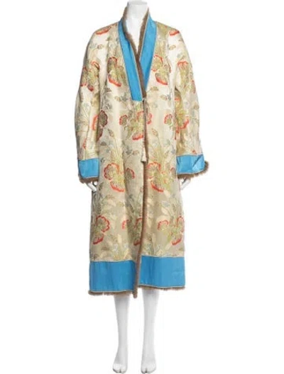 Pre-owned Etro Floral Print Coat In Yellow