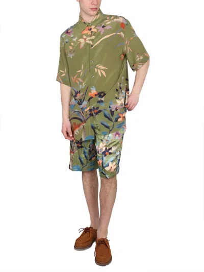 Etro Floral Print Cotton Bermuda Shorts In Green