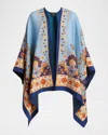 Etro Floral-print Cotton Cape In Blue