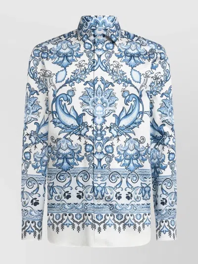 ETRO FLORAL PRINT COTTON LONG SLEEVE SHIRT