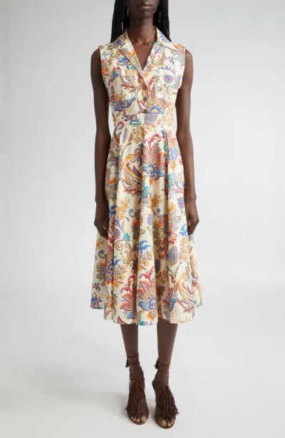 Etro Floral Print Cotton Poplin Shirtdress In Multi