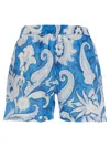 Etro Elastic Waistband Floral Pattern Lightweight Fabric Shorts In Blue