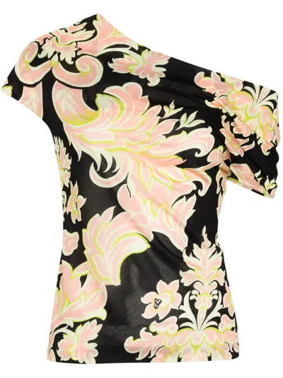 Etro Floral-print Crepe Blouse In Black