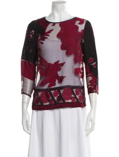 Pre-owned Etro Floral Print Crew Neck Blouse In Red