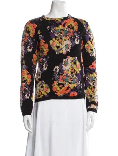 Pre-owned Etro Floral Print Crew Neck Sweater In Black