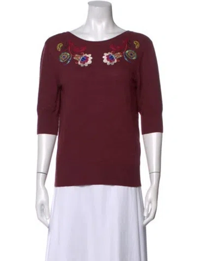 Pre-owned Etro Floral Print Crew Neck Sweater In Burgundy