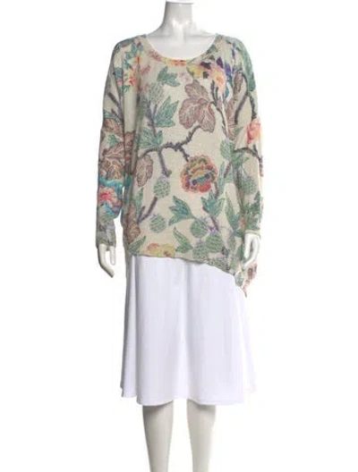 Pre-owned Etro Floral Print Crew Neck Sweater In Metallic/neutrals