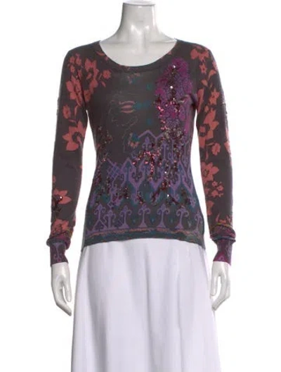 Pre-owned Etro Floral Print Crew Neck Sweater In Multi