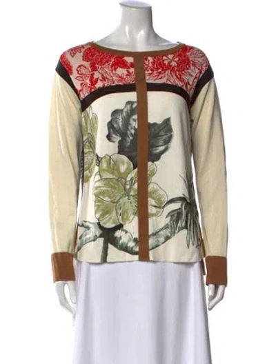 Pre-owned Etro Floral Print Crew Neck Sweater In Neutral