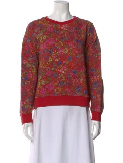 Pre-owned Etro Floral Print Crew Neck Sweatshirt In Red