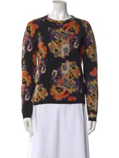 Pre-owned Etro Floral Print Crew Neck Top In Black