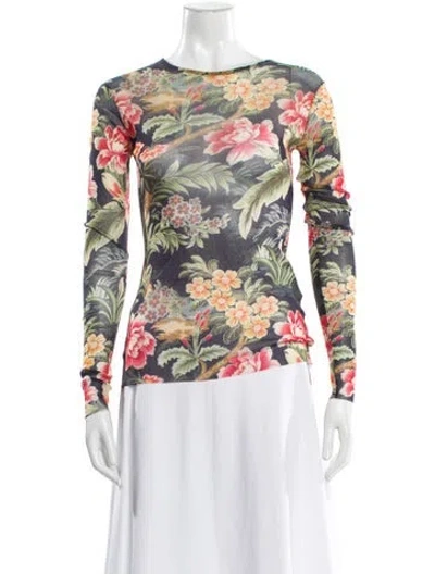 Pre-owned Etro Floral Print Crew Neck Top In Multi