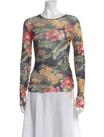 Pre-owned Etro Floral Print Crew Neck Top In Multi