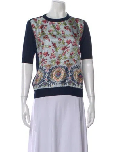 Pre-owned Etro Floral Print Crew Neck Top In Multi