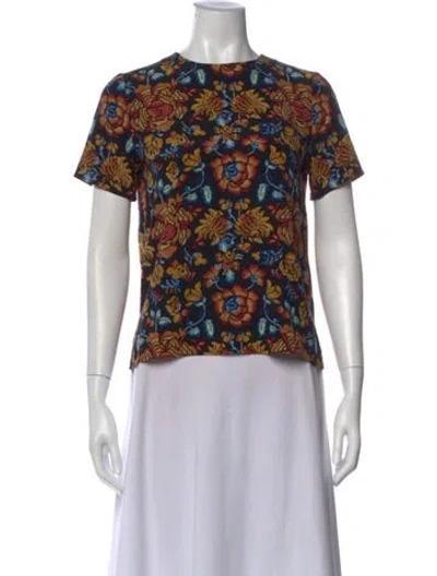 Pre-owned Etro Floral Print Crew Neck Top In Pink
