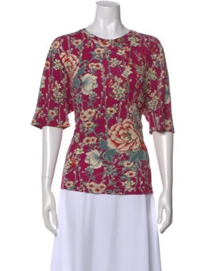 Pre-owned Etro Floral Print Crew Neck Top In Pink