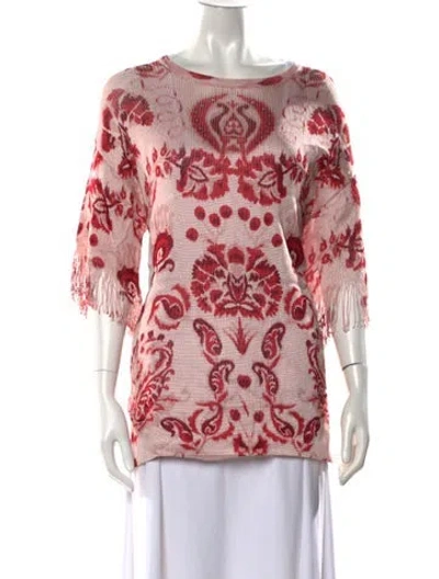 Pre-owned Etro Floral Print Crew Neck Top In Red