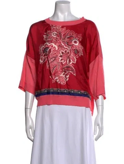 Pre-owned Etro Floral Print Crew Neck Top In Red