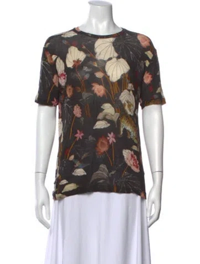 Pre-owned Etro Floral Print Crew Neck T-shirt In Black