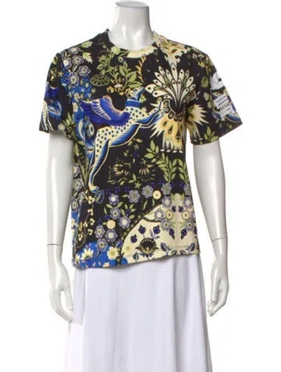 Pre-owned Etro Floral Print Crew Neck T-shirt In Black
