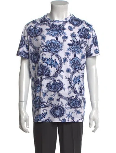 Pre-owned Etro Floral Print Crew Neck T-shirt In Blue