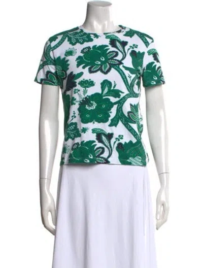 Pre-owned Etro Floral Print Crew Neck T-shirt In Green