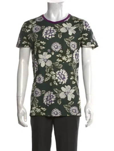 Pre-owned Etro Floral Print Crew Neck T-shirt In Green