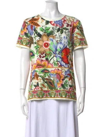 Pre-owned Etro Floral Print Crew Neck T-shirt In Neutrals