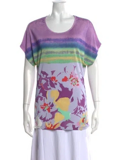 Pre-owned Etro Floral Print Crew Neck T-shirt In Purple