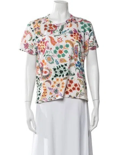 Pre-owned Etro Floral Print Crew Neck T-shirt In White