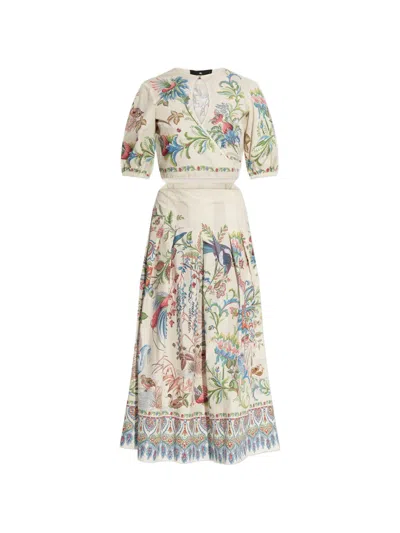 Etro Floral-print Cut-out Midi Dress In Multi