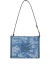 Etro Floral-print Denim Clutch Bag In Blau