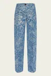 Etro High-waisted Cotton Gabardine Trousers With Floral Detailing