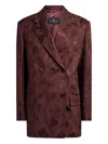 Etro Double-breasted Wool-blend Bark-effect Jacket In Burgundy