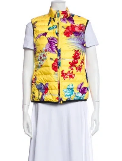 Pre-owned Etro Floral Print Down Jacket In Yellow