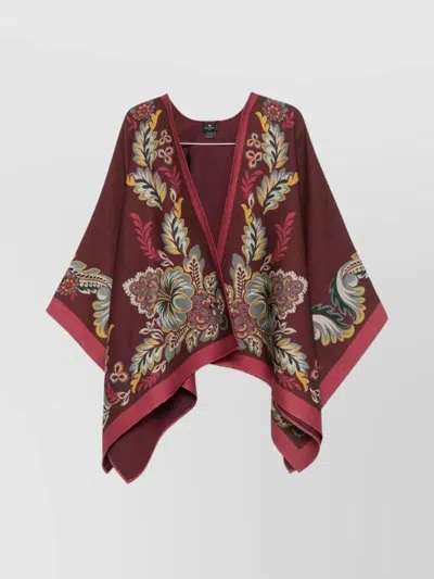 Etro Floral Print Draped Poncho For Women In Multi