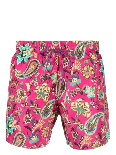 Etro Floral-print Drawstring Swim Shorts In Pink