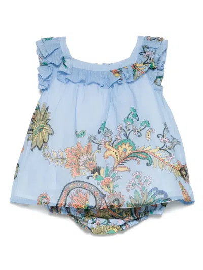 Etro Babies' Floral-print Dress In 蓝色