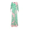 Etro Multicolor Long Dress With Round Neck And All-over Floral Print In Viscose Woman