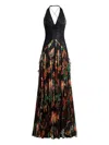 Etro Long Silk Dress With Flounce In Black
