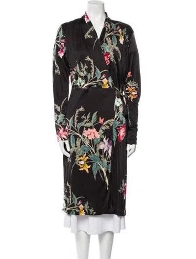 Pre-owned Etro Floral Print Dress In Black