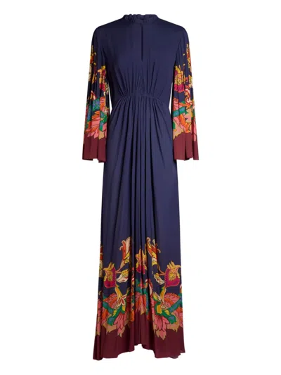 Etro Floral-print Dress In Blue