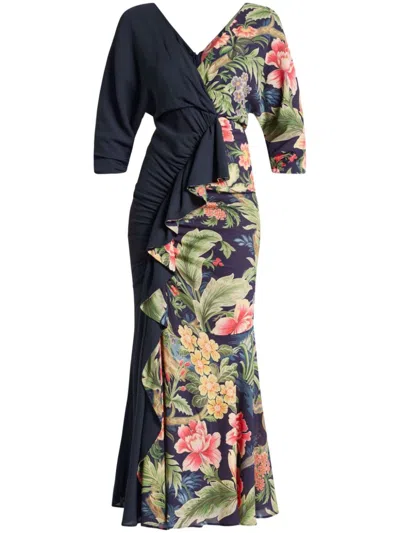 Etro Floral-print Dress In Blue