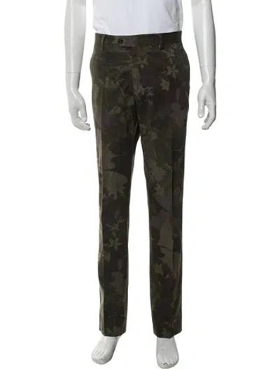 Pre-owned Etro Floral Print Dress Pants In Green