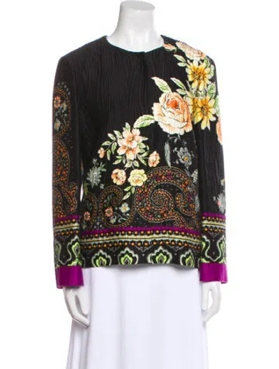 Pre-owned Etro Floral Print Evening Jacket In Black