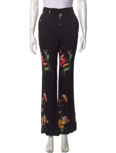 Pre-owned Etro Floral Print Flared Pants In Black