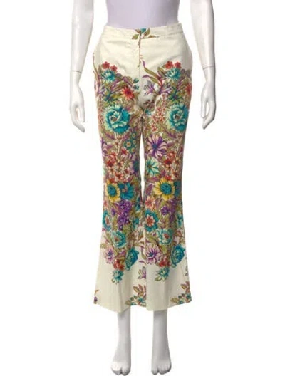 Pre-owned Etro Floral Print Flared Pants In Grey