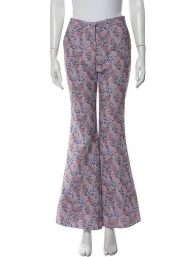 Pre-owned Etro Floral Print Flared Pants In Purple