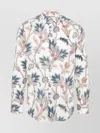Etro Floral Print French Collar Shirt In White